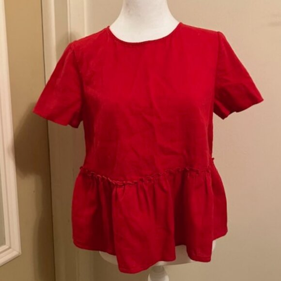 Red Peplum Top - Picture 1 of 3